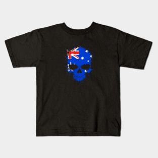 Chaotic Australian Flag Splatter Skull Kids T-Shirt